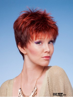 4 inch New Straight Boycuts Red Short Wigs