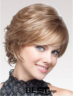 Blonde Wavy Short Layered Capless Cheap Wigs