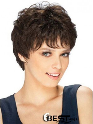 Boycuts Straight Brown Capless Durable Short Wigs