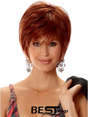 Straight Layered Short No-Fuss Auburn Synthetic Wigs