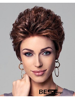 Short Curly Wig With Capless Cropped Length Layered Cut