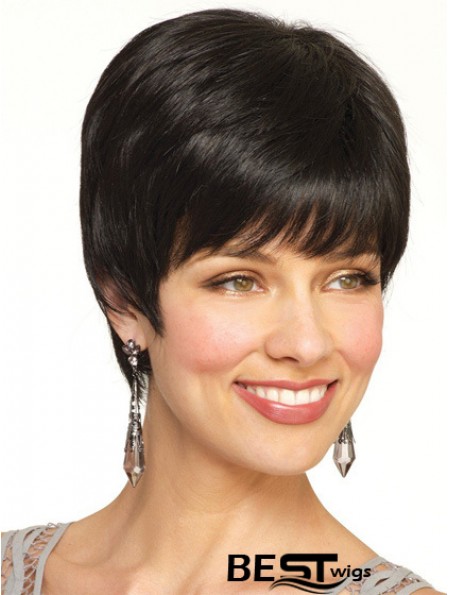 Boycuts Straight Black Capless Popular Short Wigs