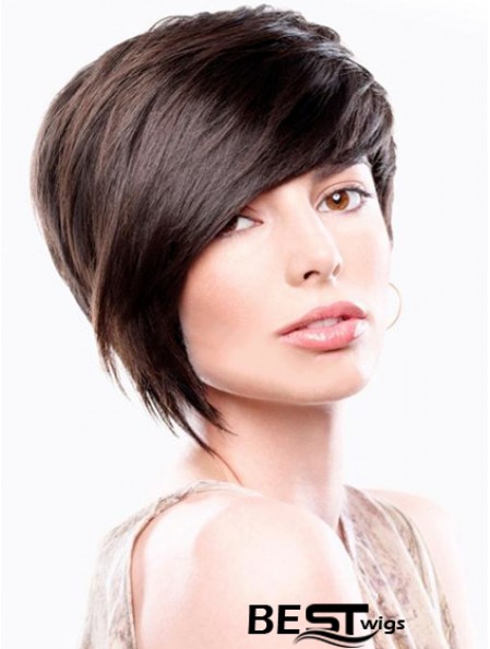 Bobs Straight Brown Capless Sleek Short Wigs