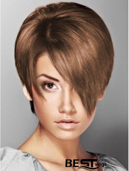 Boycuts Straight Brown Capless Soft Short Wigs