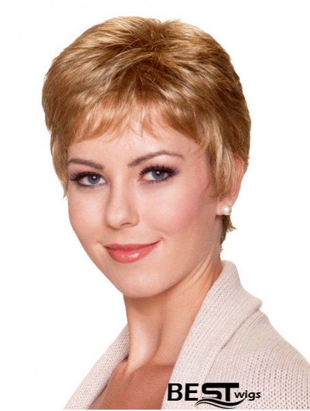 6 inch Good Straight With Bangs Blonde Short Wigs
