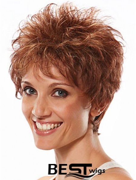 Boycuts Wavy Auburn Capless Flexibility Short Wigs