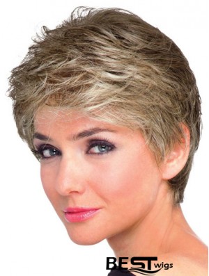 Boycuts Wavy Brown Capless Natural Short Wigs