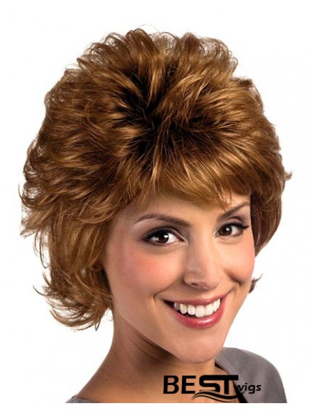 9 inch Popular Curly With Bangs Auburn Short Wigs