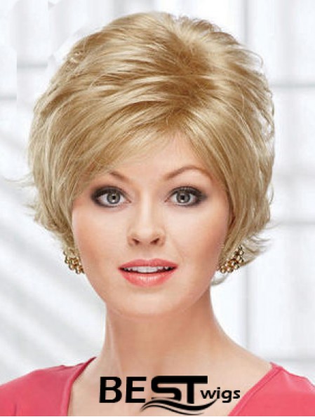 8 inch Beautiful Wavy Layered Blonde Short Wigs