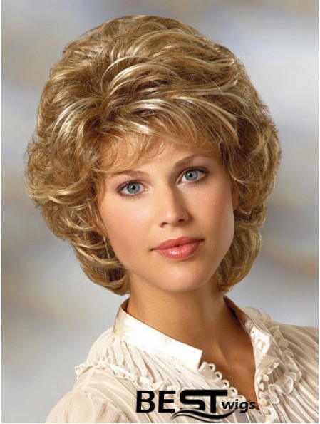 Curly Blonde Wig Classic Cut Chin Length With Capless