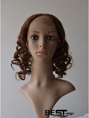 12 inch Lace Front Curly Brown Convenient U Part Wigs