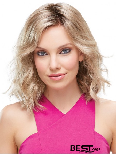 Front Lace Wigs UK Shoulder Length Blonde Color Layered Cut