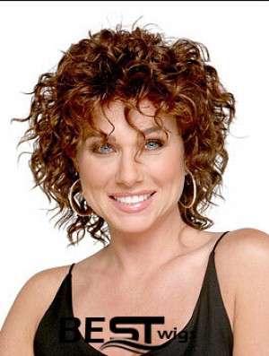 Shoulder Length Layered 13 inch Curly Auburn Medium Wigs