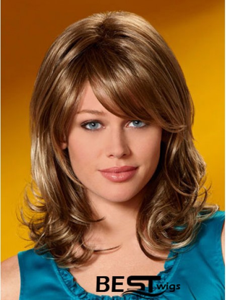 Incredible Wavy Auburn Shoulder Length Layered Medium Wigs