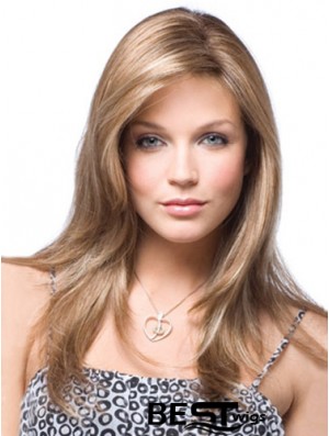 Straight Without Bangs Long Incredible Blonde Synthetic Wigs