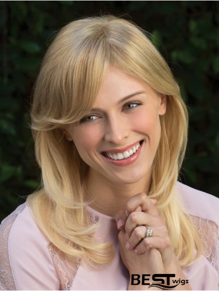 Style Blonde Wavy With Bangs Capless Long Wigs