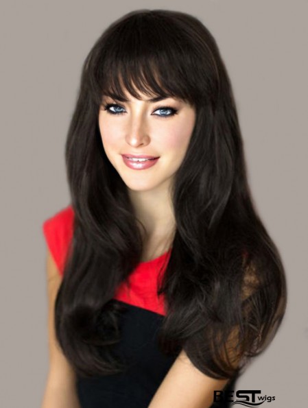 Amazing Black Straight With Bangs Capless Long Wigs