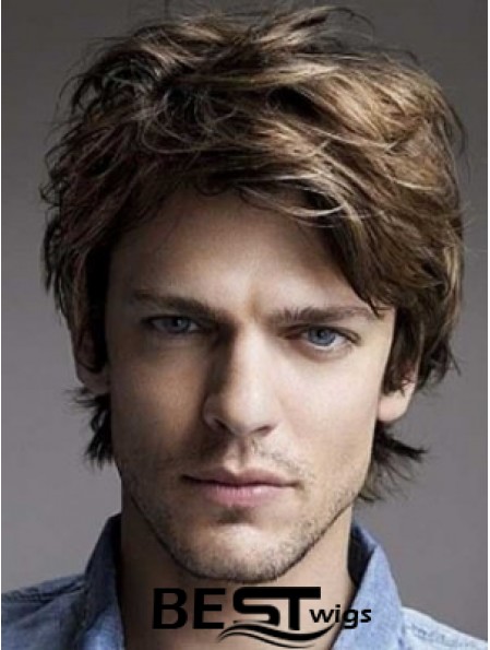 Brown Lace Front Wavy Short Layered Mens Hairstyles