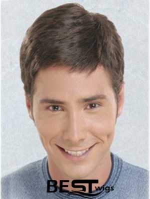 Brown Short Straight Synthetic Lace Front Best Mens Wigs