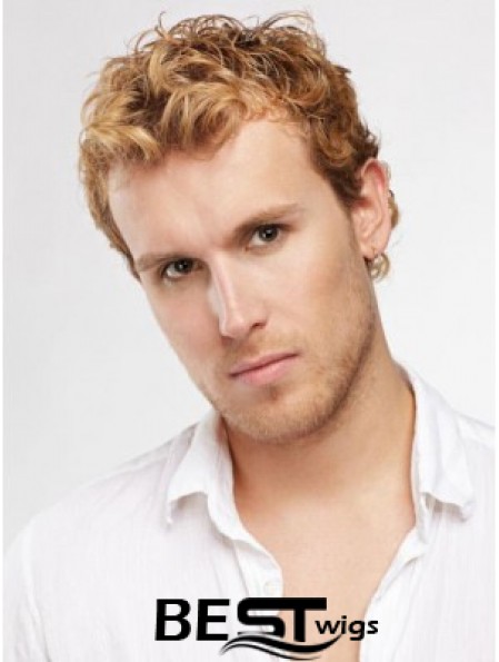 Blonde Short Curly Capless Curly Synthetic Wig Men