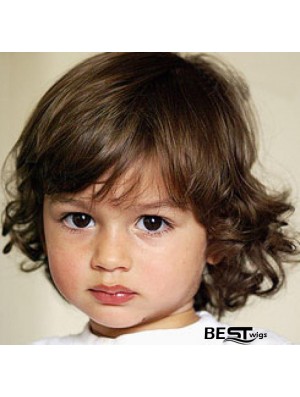 Curly Chin Length Blonde Remy Human Hair Capless Kids Wigs