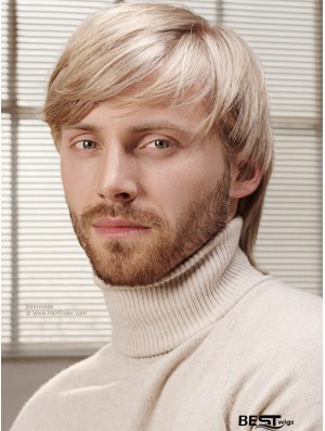 Full Lace Blonde 6 inch Short With Bangs Costume Wigs For Men