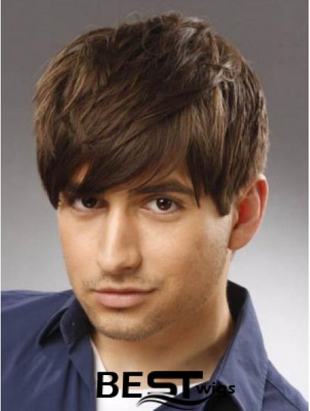 Capless Remy Human Short Straight With Bangs High Quality Long Mens Wigs