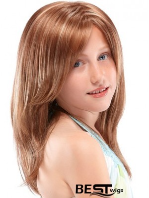 Kids Wigs 100% Hand Tied Straight Style Auburn Color Long Length