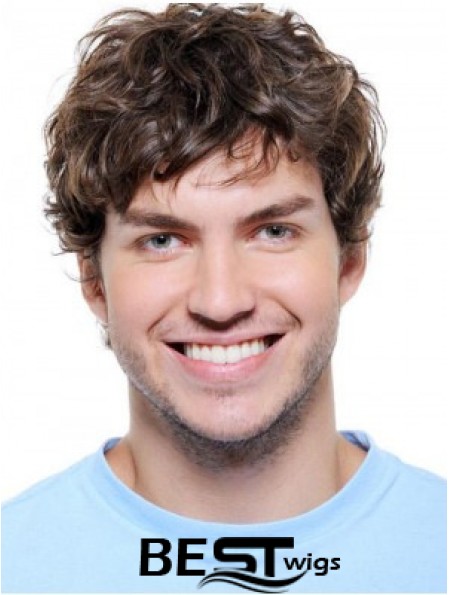 Wavy Synthetic Auburn Lace Front Short Hair Wigs For Men