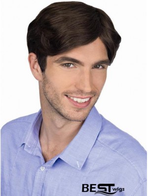 Brown Straight Remy Human 100% Hand Tied Professional Wig For Men