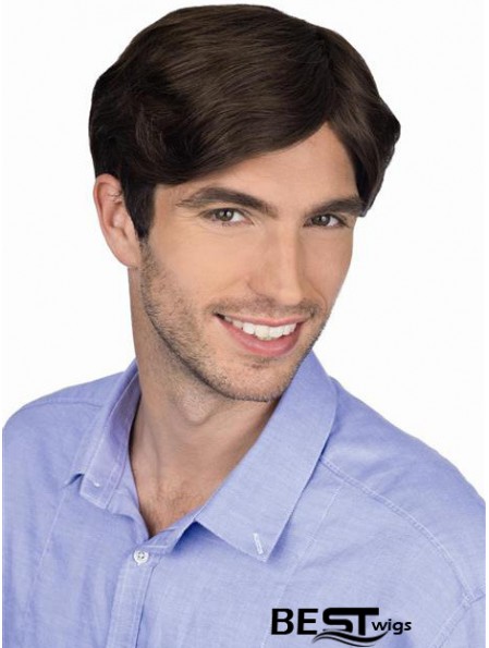 Brown Straight Remy Human 100% Hand Tied Professional Wig For Men