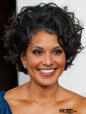 Lace Front Boycuts Short Curly 8 inch Black Sassy  Wigs