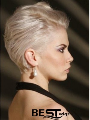 Capless Boycuts Short Straight 8 inch Platinum Blonde Affordable Fashion Wigs