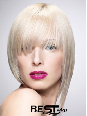 Monofilament Bobs Short Straight 10 inch Platinum Blonde New Fashion Wigs