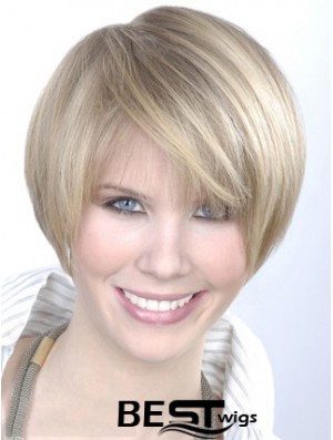 Monofilament Grey Short Straight 8 inch Platinum Blonde Gorgeous Fashion Wigs