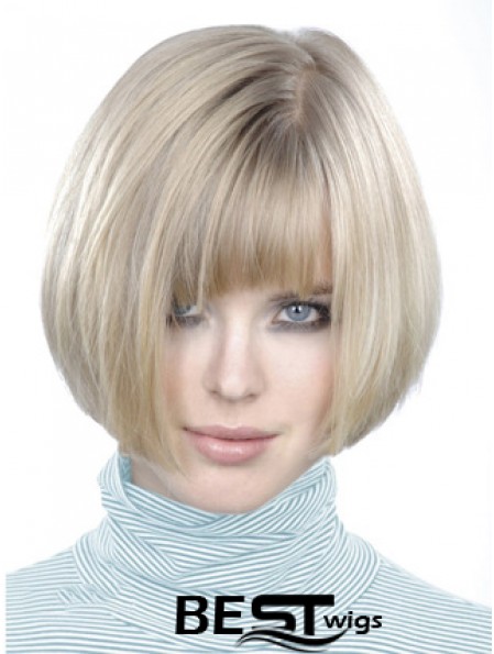 Monofilament Bobs Short Straight 10 inch Platinum Blonde Style Fashion Wigs