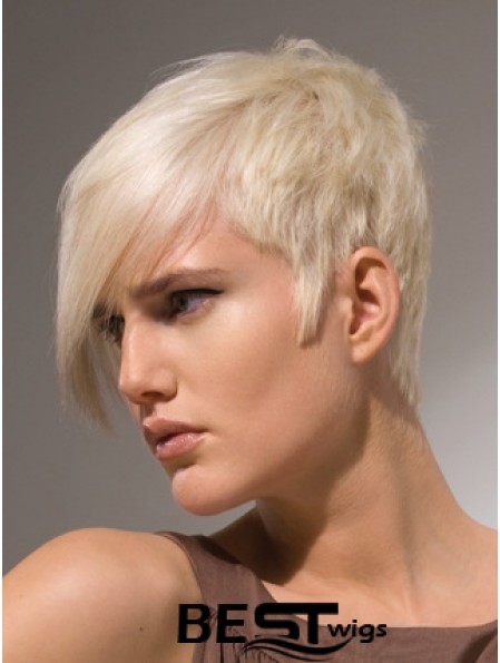 Capless Boycuts Short Straight 8 inch Platinum Blonde Stylish Fashion Wigs