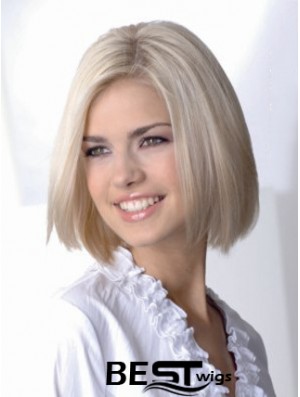 Full Lace Bobs Chin Length Straight 12 inch Platinum Blonde Sassy Fashion Wigs