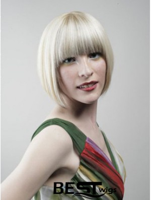 Full Lace Bobs Chin Length Straight 10 inch Platinum Blonde Designed Fashion Wigs
