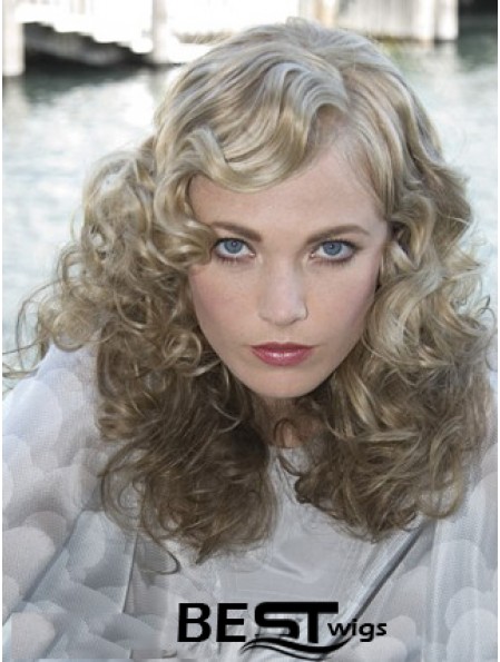 Lace Front Grey Shoulder Length Curly 16 inch Durable Fashion Wigs