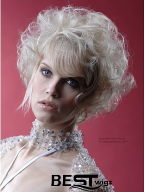 Monofilament Grey Short Curly 10 inch Platinum Blonde Perfect Fashion Wigs