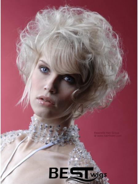 Monofilament Grey Short Curly 10 inch Platinum Blonde Perfect Fashion Wigs