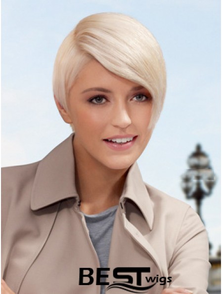 Lace Front Boycuts Short Straight 8 inch Platinum Blonde Style Fashion Wigs