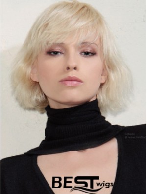 Capless Bobs Chin Length Wavy 12 inch Platinum Blonde New Fashion Wigs