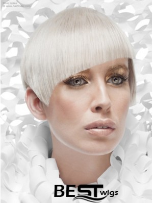 Lace Front Boycuts Short Straight 8 inch Platinum Blonde Cheapest Fashion Wigs
