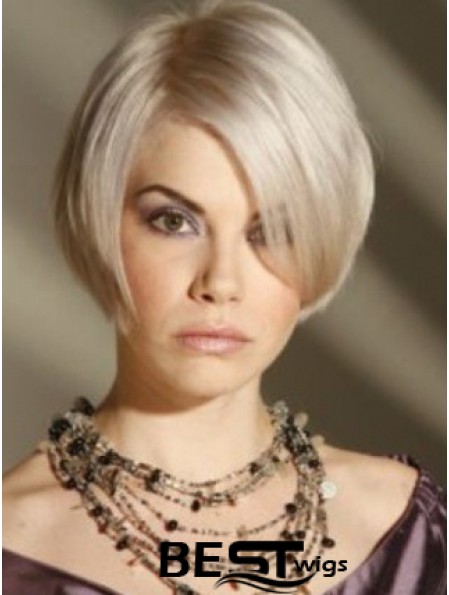 Capless Grey Short Straight 8 inch Platinum Blonde Amazing Fashion Wigs