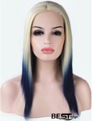 16 inch Ombre/2 Tone Long Without Bangs Straight Fashionable Lace Wigs