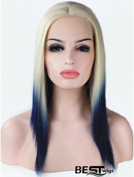 16 inch Ombre/2 Tone Long Without Bangs Straight Fashionable Lace Wigs