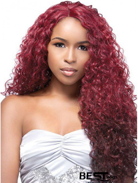 No-Fuss Ombre/2 Tone Long Curly Without Bangs 24 inch Human Lace Wigs