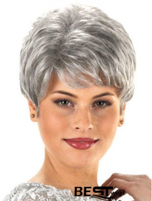 Synthetic Cheap Short Wavy Grey Wigs